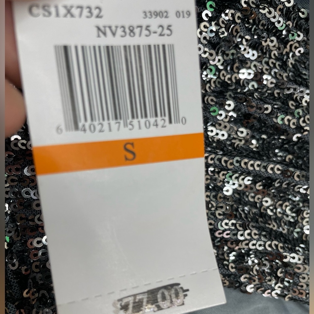 Cable Gauge Sleeveless Sequin Cowl Neck Top - Silver Size: Small NWT - Picture 2 of 12
